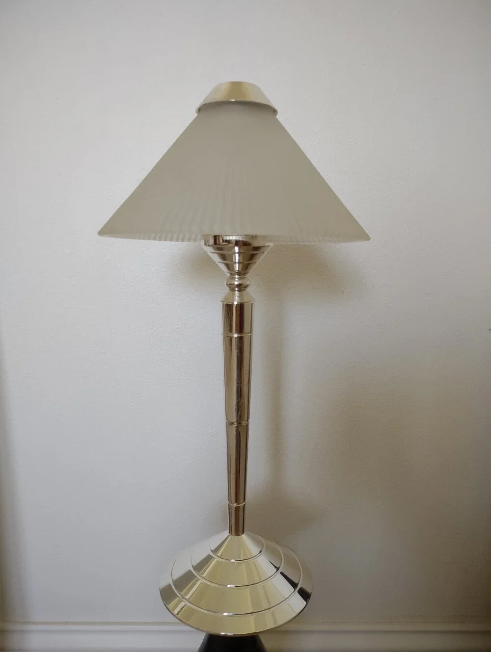 Vintage Partylite Frosted Tealight Tall Silver Metallic Lamp